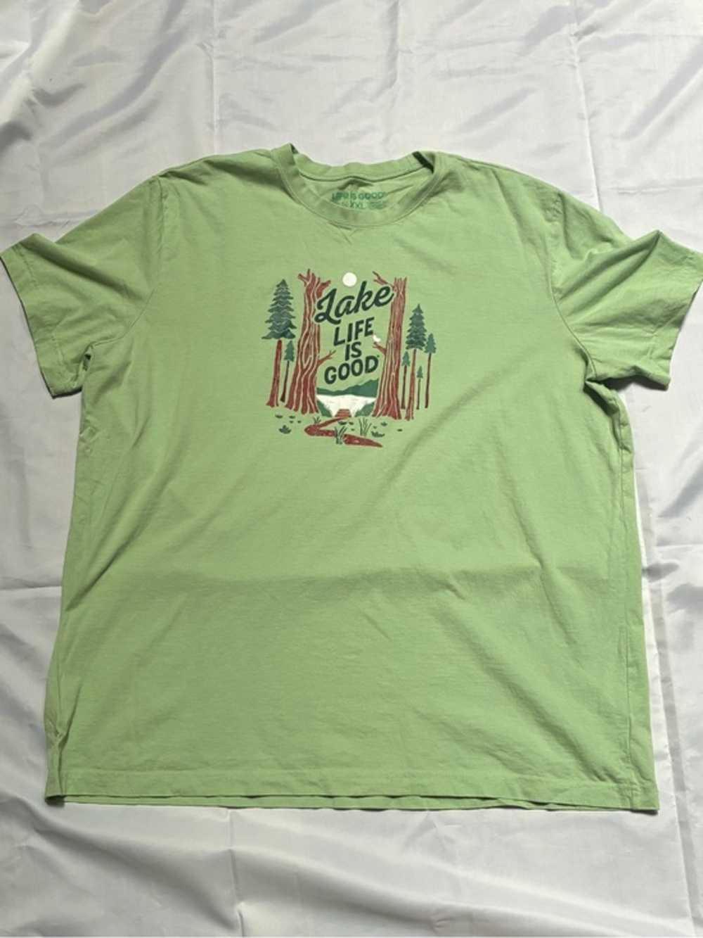 Life Is Good XXL Lake Life Graphic Tee Green Cotton